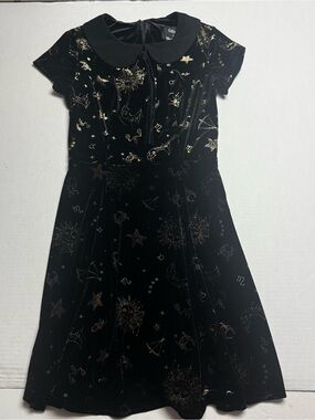 ModCloth x Collectif Celestial Zodiac Velvet Mini Dress Size: 8 Runs Small